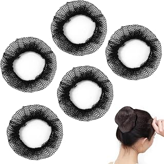 5 PCS Hair Bun Covers for Women Invisible Mesh Hair Nets for Ballet Black Reusable Elastic Mesh Buns Cover Invisible Elastic Bun Covers for Ballet, Dance, Girls and Women