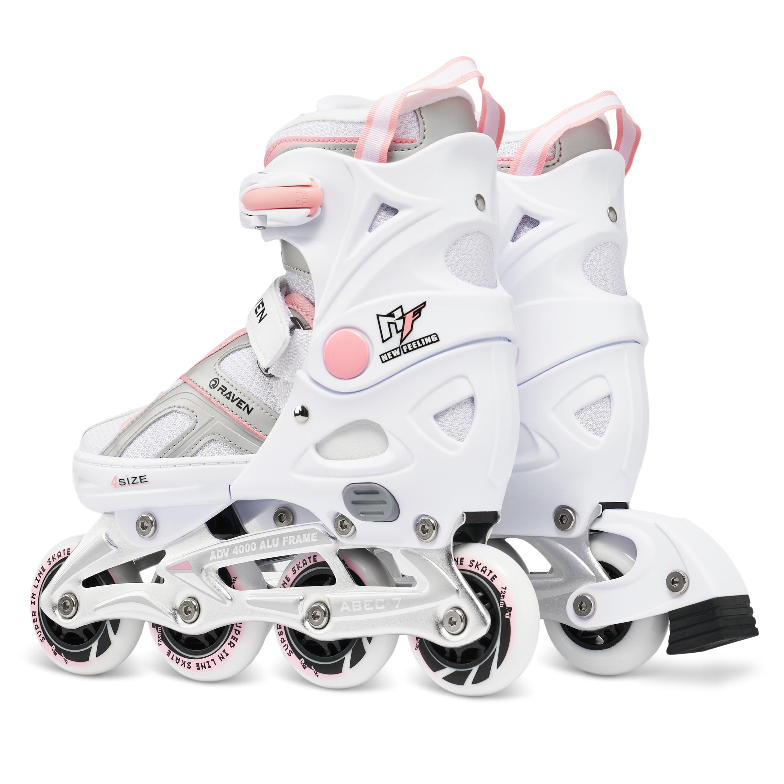 Raven – Patines para niñas, niños, Adultos y niños – Patines con Ruedas – Opción 2 en 1 con Patines de Hielo – Ajustables – Pulse Weiß, Rosa, 40-43 (25-27,5 cm)