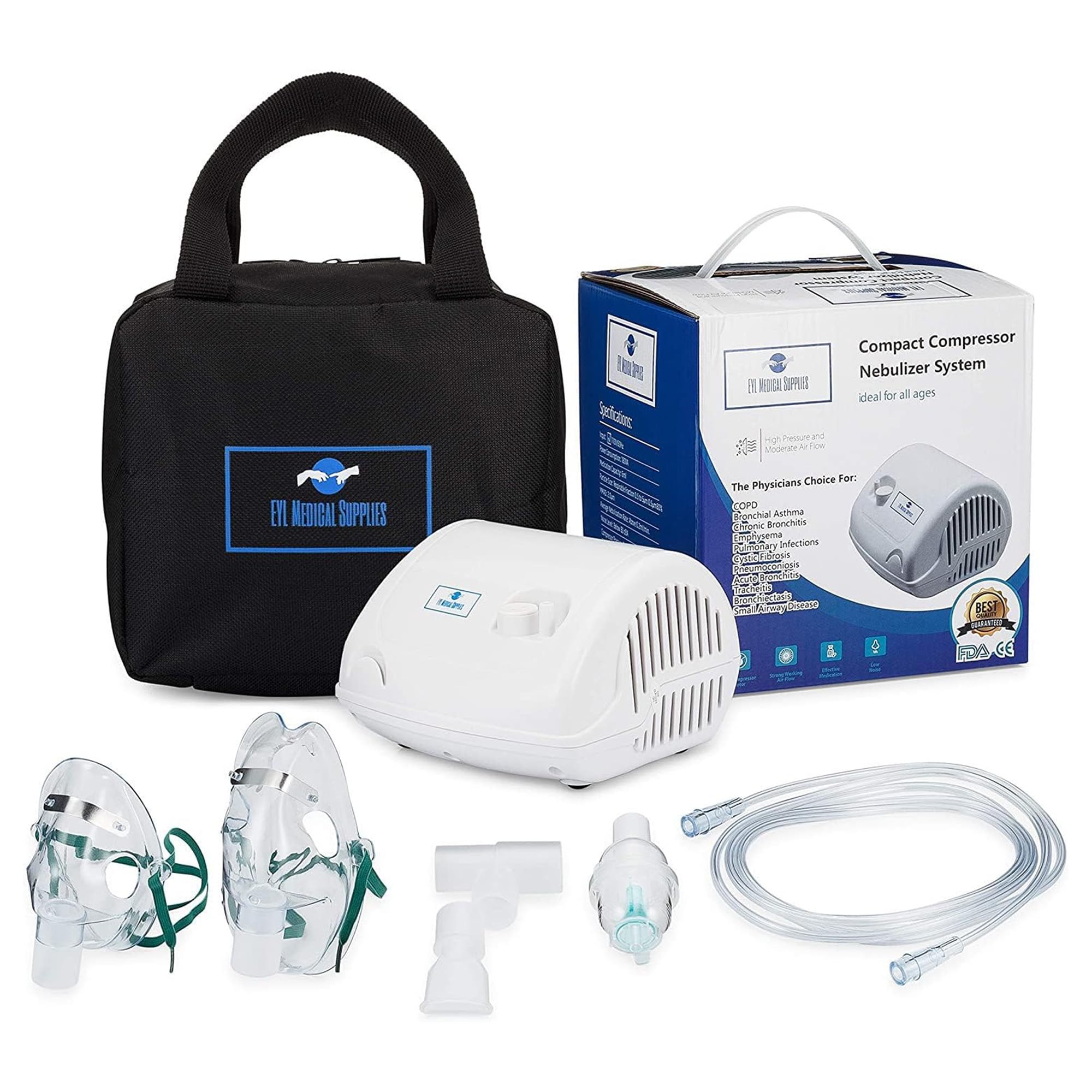 Cool Mist Compressor Nebulizer-Portable Nebulizer Machine for Breathing with Mouthpiece and Mask, Desktop Compressor Nebulizer & Jet Nebulizers for Home Use Carry Bag