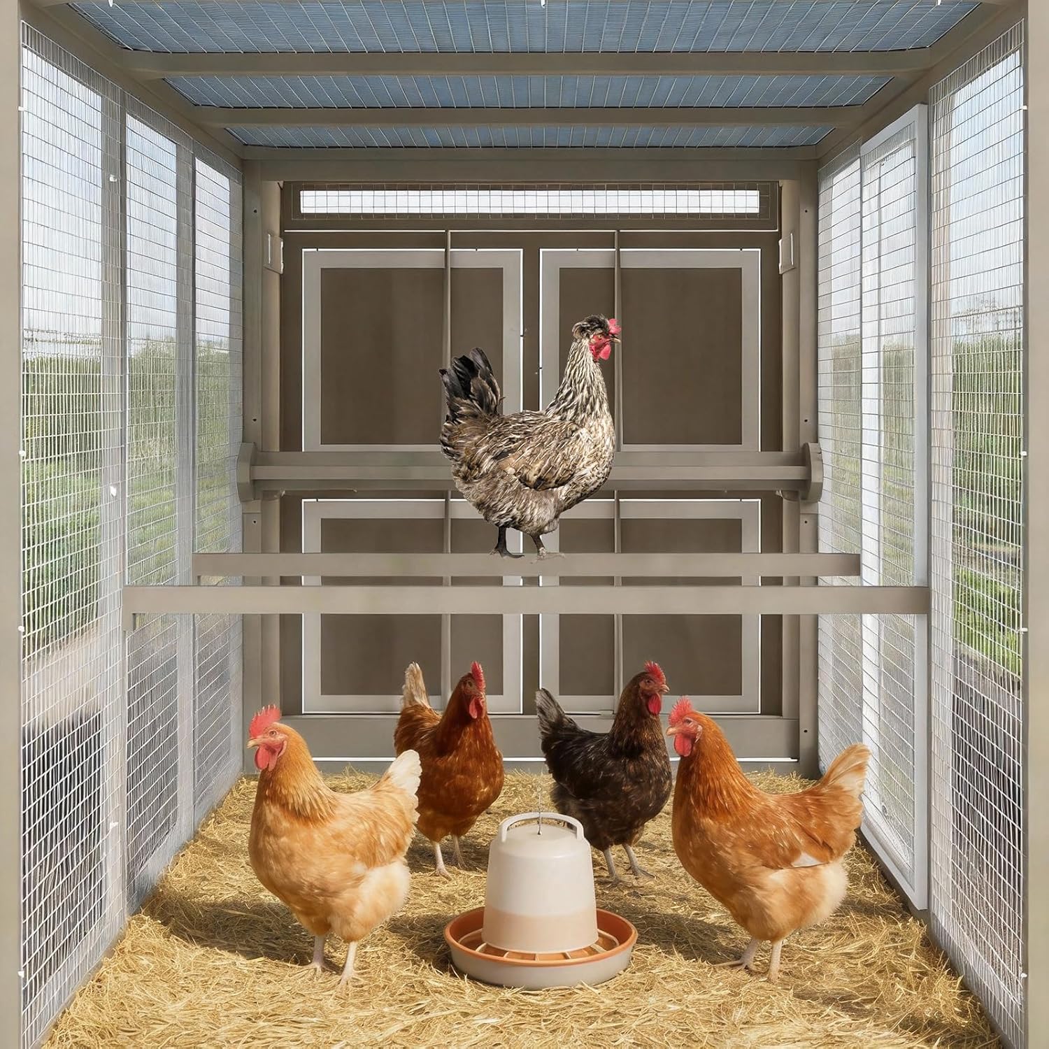 Large Chicken Coop with Run, Chicken Run with Waterproof Cover, Large Poultry Cage for Yard Farm Backyard Hen House, Duck Coop and Rabbit Run with Nesting Boxes, for 4-6 Chickens