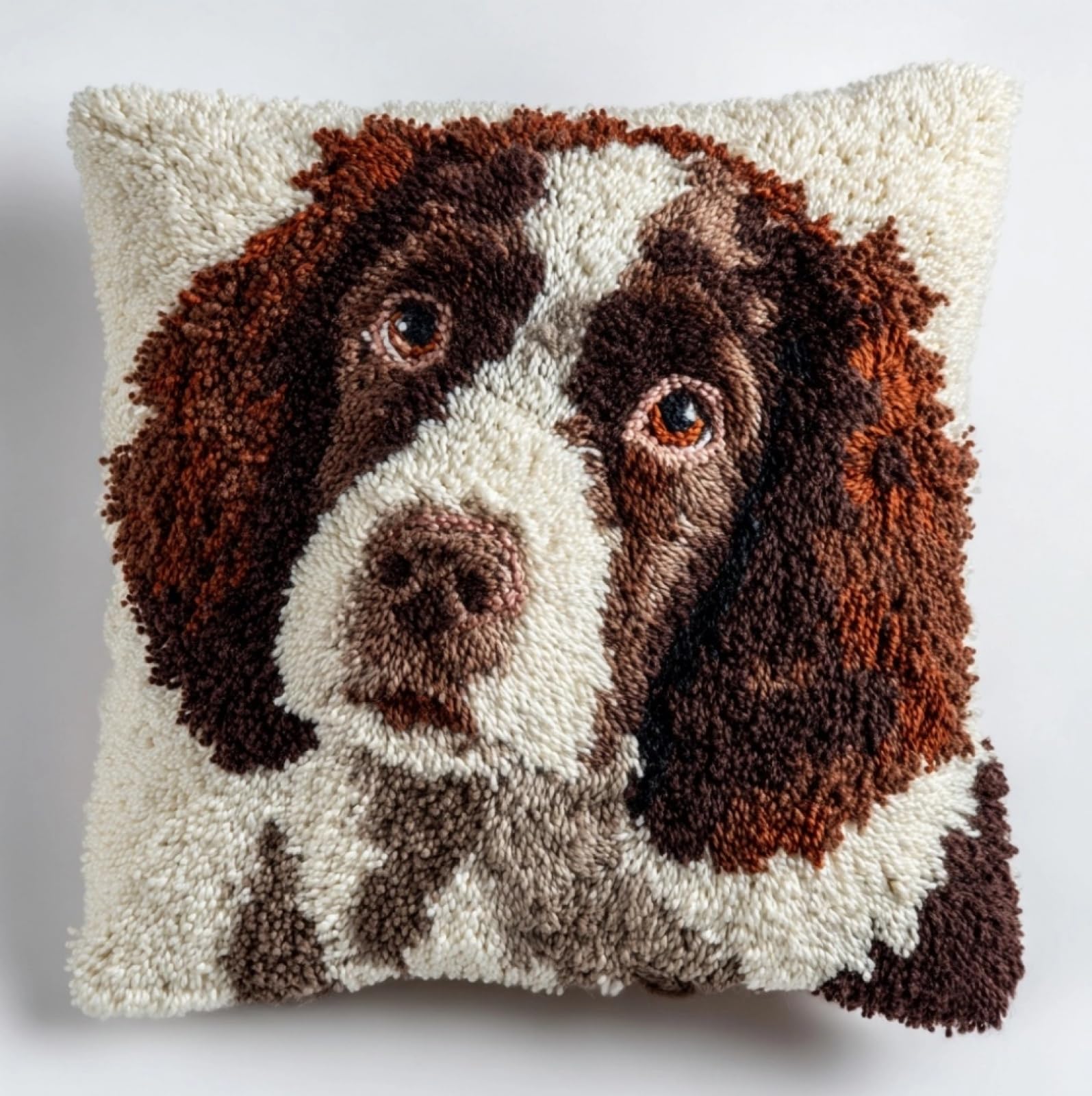 WallustrioaW Latch Hook Cushion Kit DIY 17x17in,Charles Spaniel