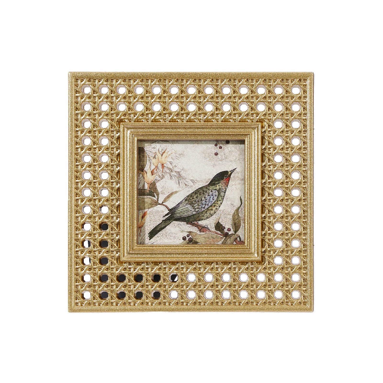 fexxkg Vintage Picture Frame, Ornate Resin Tabletop Photo Frame With Openwork Gold Border, Square Decorative Frame for Shelf, D