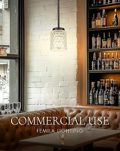 Miniatura 4 de FEMILA 4FY86MIL BK - Lámpara colgante de cristal martillado para isla de cocina, acabado negro mate, 4FY86MIL BK