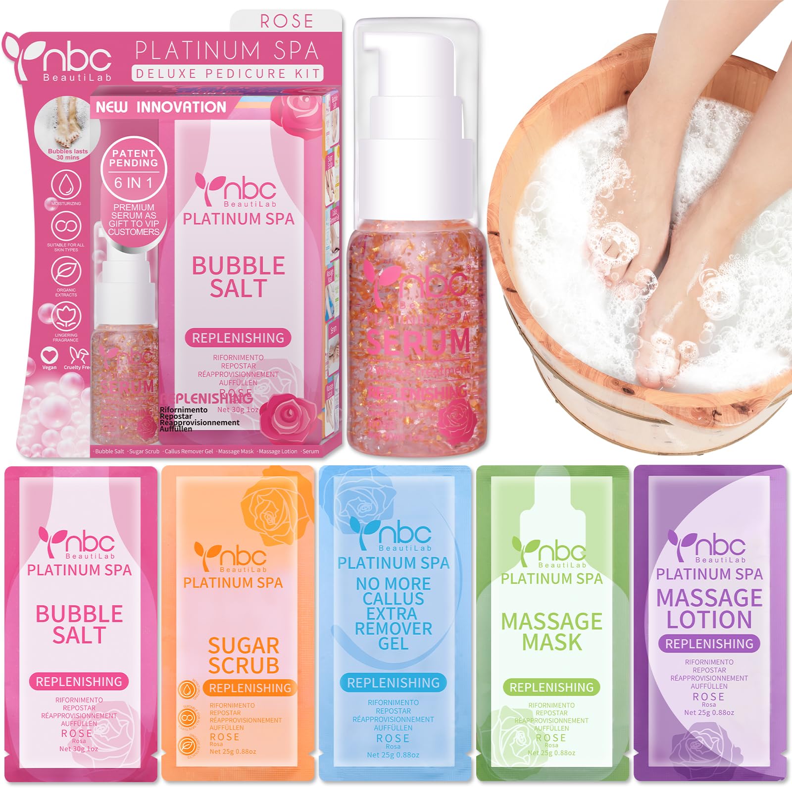 Pedicure Foot Spa Kit, 4-Step Foot Care Set