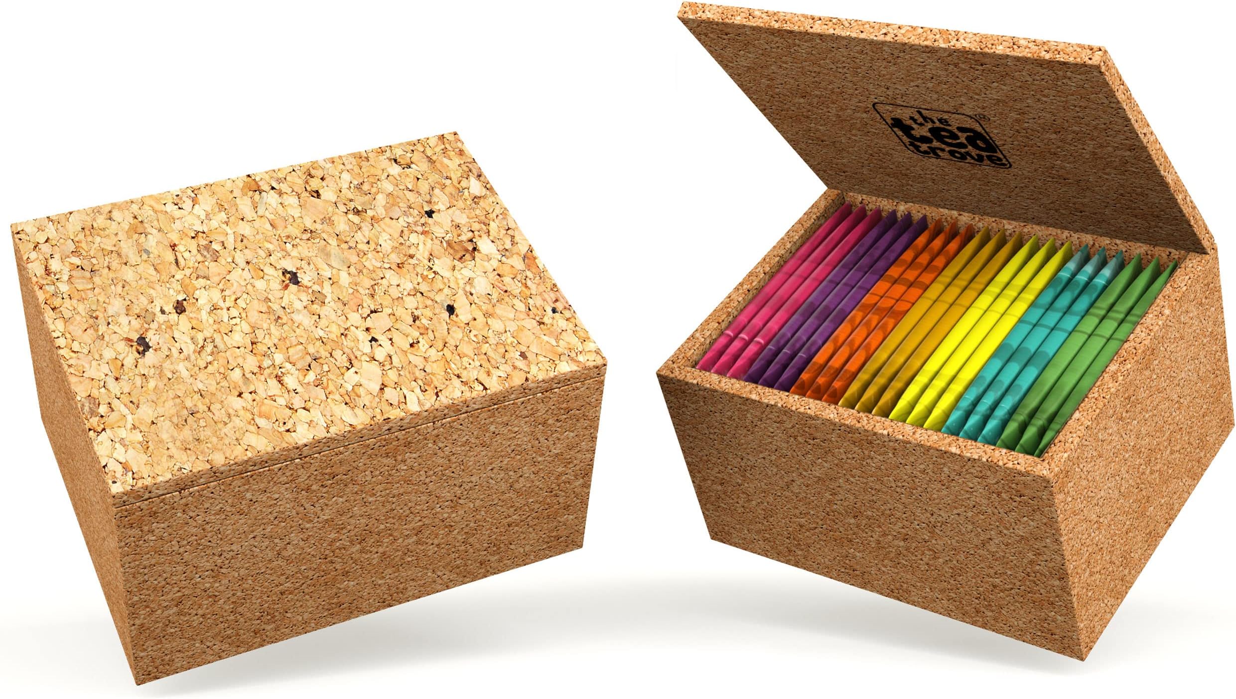 The Tea Trove Tea Gift Set, 21 Black, Green & Herbal Tea Bags in All Natural Cork Box - Moroccan Mint, Assam Masala, Detox Tea and More | Perfect Diwali Gift for Family, Friends, Coworkers