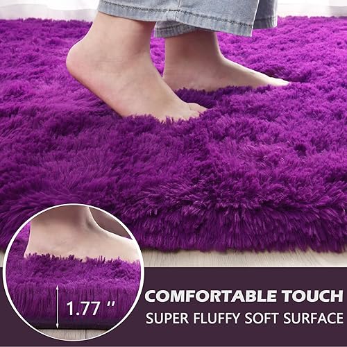 Miniatura 138 de LOCHAS Alfombra esponjosa para dormitorio, 2.6 x 5.3 pies, alfombra lanuda para dormitorio, mesita de noche, alfombra ovalada suave para sala