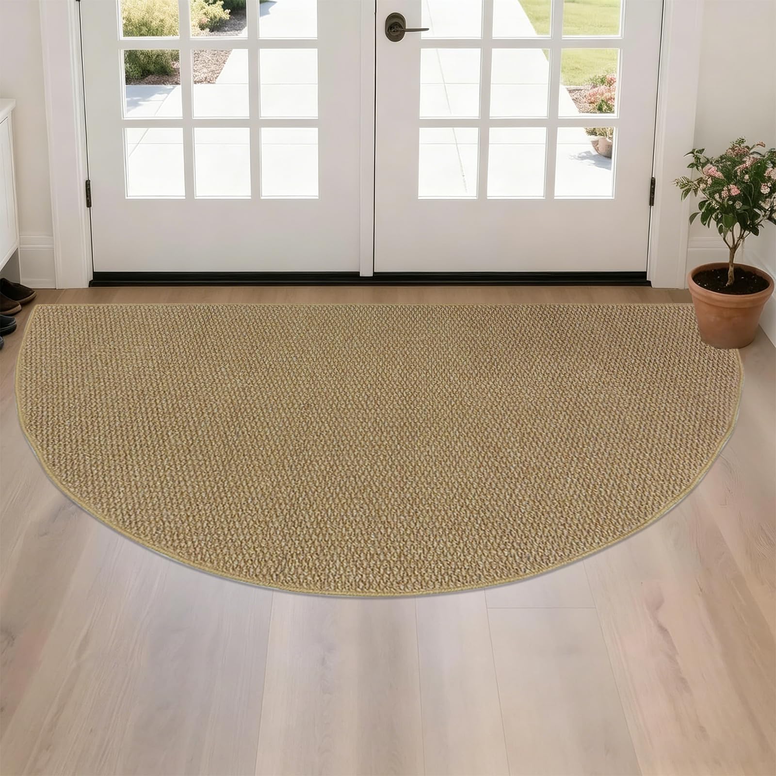 USTIDE Semi-Circle Natural Sisal Rug Chunky Textured Woven Large Area Rug for Bedroom Living Room,Nonslip Indoor Outdoor Rug,100x200cm