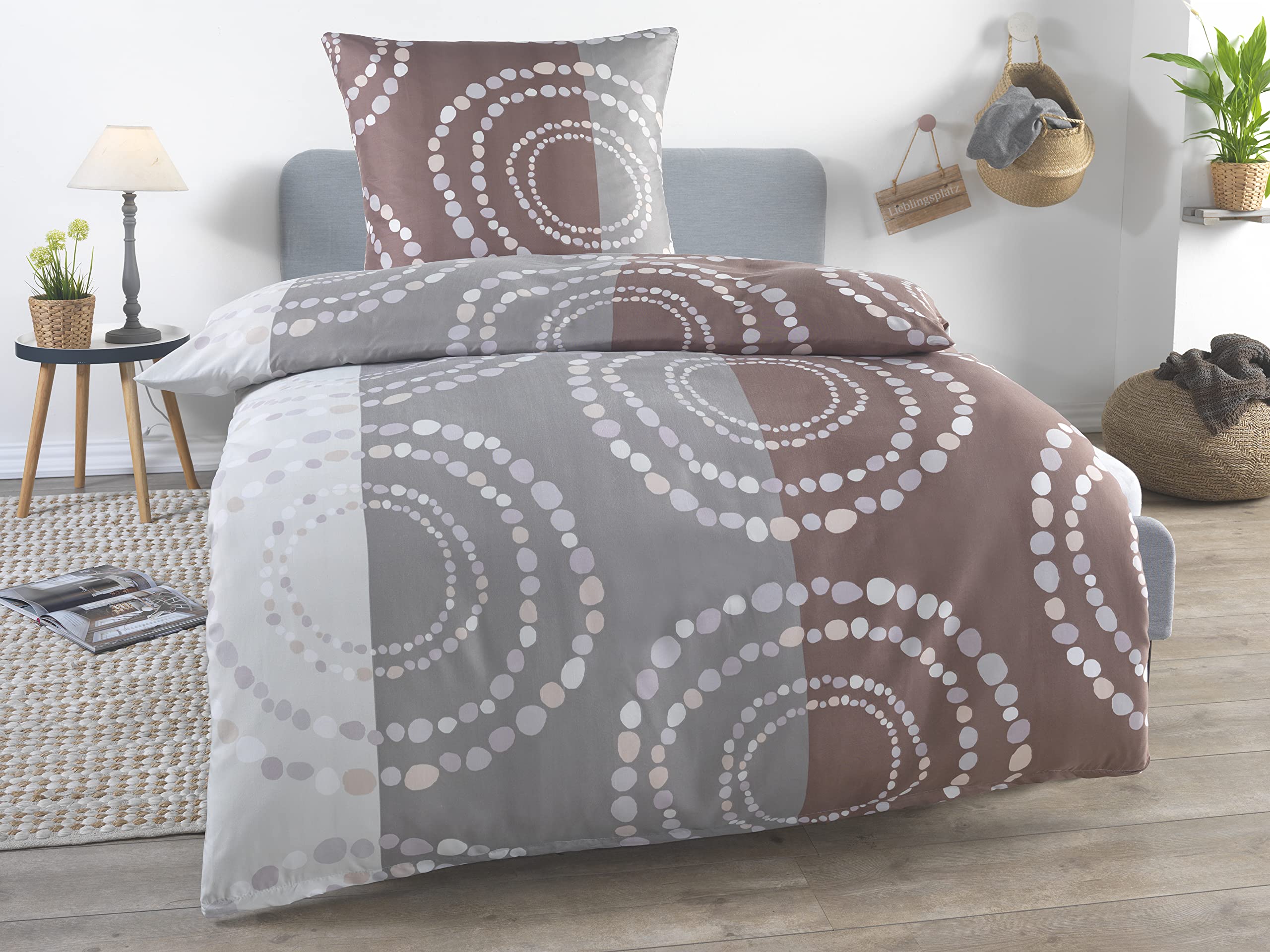 DreamHome leichte Sommer Bettwäsche 135x200 2 teilig | ÖkoTex Zertifiziert & für Allergiker geeignet |Bettwäsche Set mit 1 Bettbezug 135 x 200 & Kissenbezug 80x80, Design
