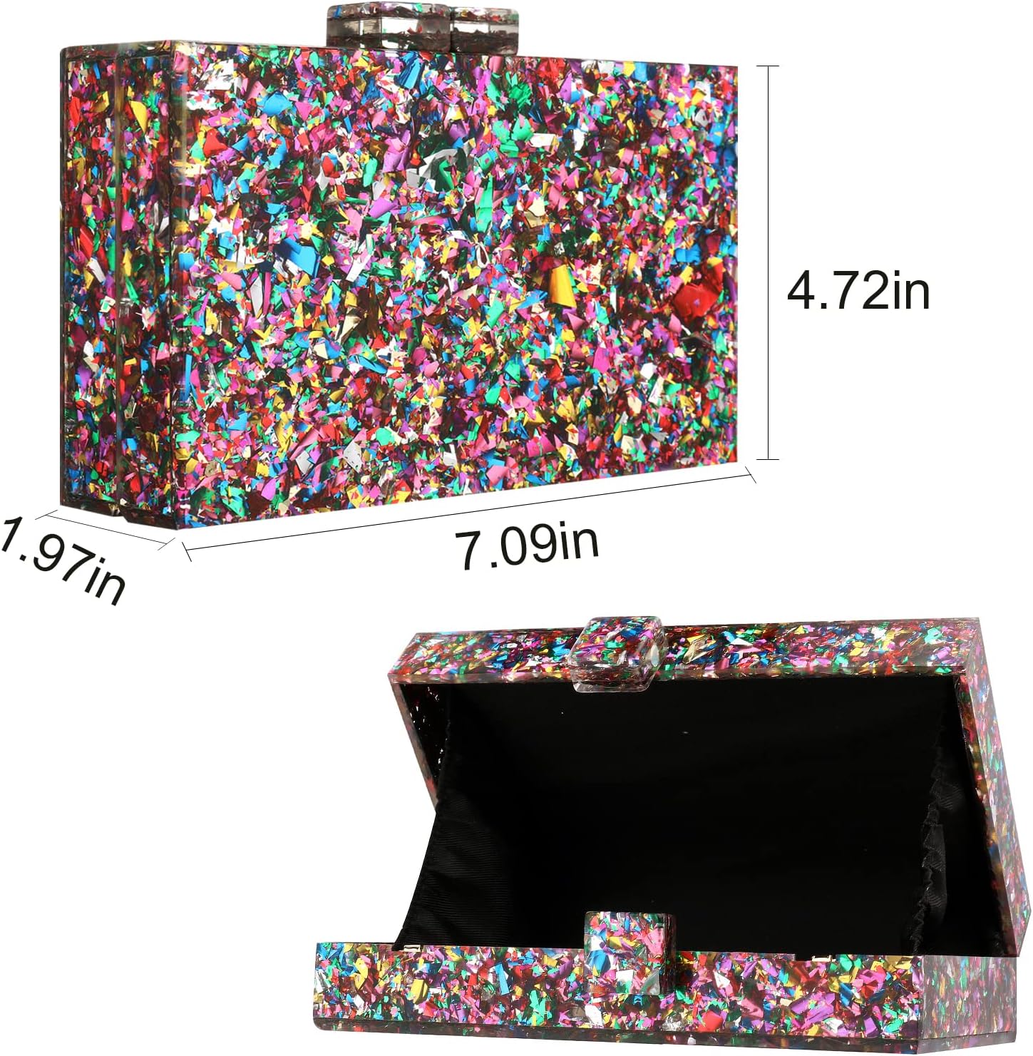 Gets Acrylic Purses and Handbags for Women Multicolor Perspex Geometric Patterns Box Clutch Banquet Evening Crossbody Handbag - Image 5