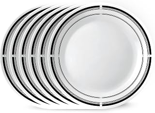 Corelle Vitrelle 10.25" Brasserie Dinner Plates Set of 6 - Chip-Resistant Triple Layer Glass, Lightweight & Stackable