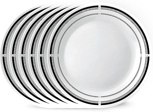 Miniatura 1 de Corelle Vitrelle - Juego de platos llanos de 10.25 pulgadas, triple capa resistente al vidrio y al astillado, platos redondos ligeros, 6 piezas
