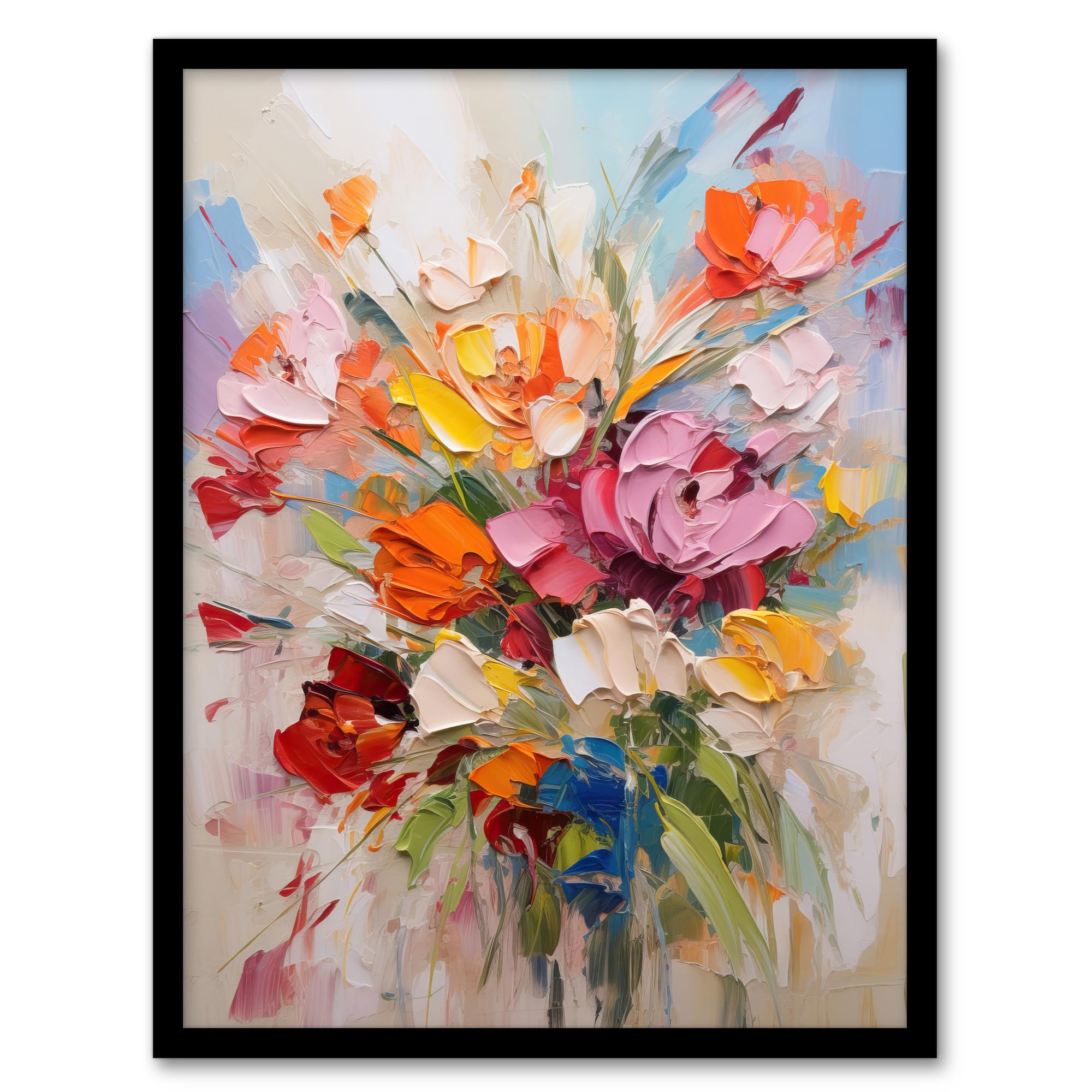 Wee Blue Coo Wildflower Explosion Bright Floral Artwork Framed Wall Art Print A4