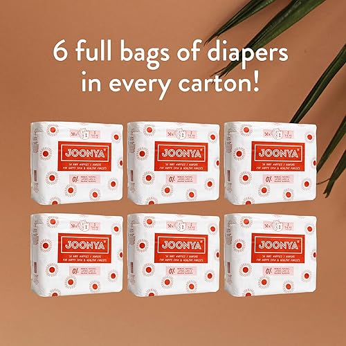 Miniatura 7 de Joonya Pañales para bebé, talla 2 S (7-13 libras) - 6 bolsas de 30 (180) - Nueva gama - No tóxicos, ecológicos, ultra delgados, para uso nocturno -