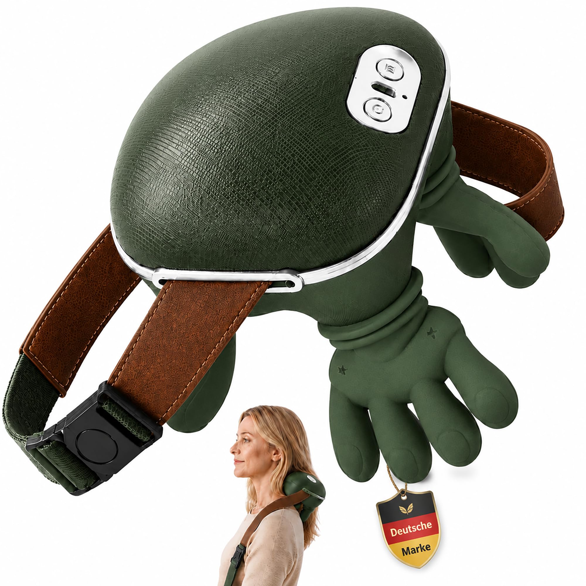 Nackenmassagegerät mit Wärme, 4D-Knetmassage, 3 Intensitäten, 2 Heizstufen, kabelloses Massagegerät für Nacken und Schultern