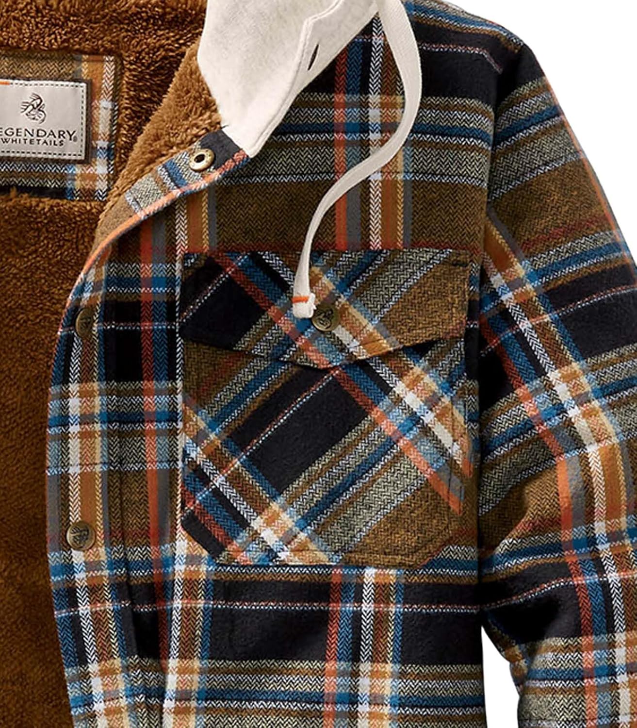 Legendary Whitetails Men's Hooded Shirt Jacket Plaid Flannel Berber Lined Polyfill Insulated - Image 6