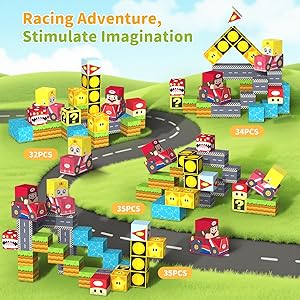 tinytrek 35 PCS Mini Magnetic Tiles Travel Set with Portable Iron Storage Box, STEM Educational Magnetic Building Blocks for Kids Ages 3-8, Montessori Sensory Toys Gifts for Toddler, Boys & Girls