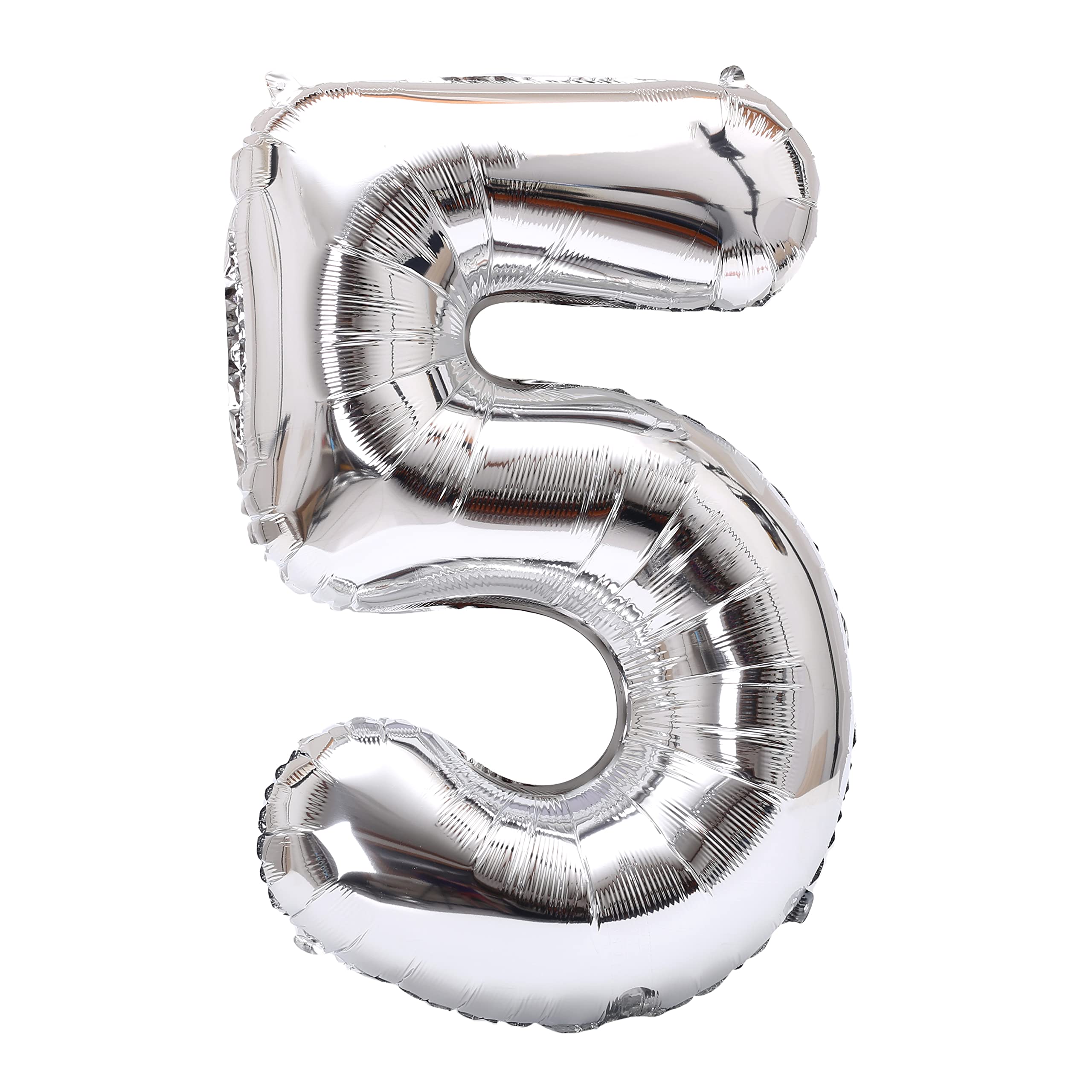 YPSelected 32 Inch Large Foil Helium Number Balloon Birthday Wedding Party 0-9 (Silver, 5)