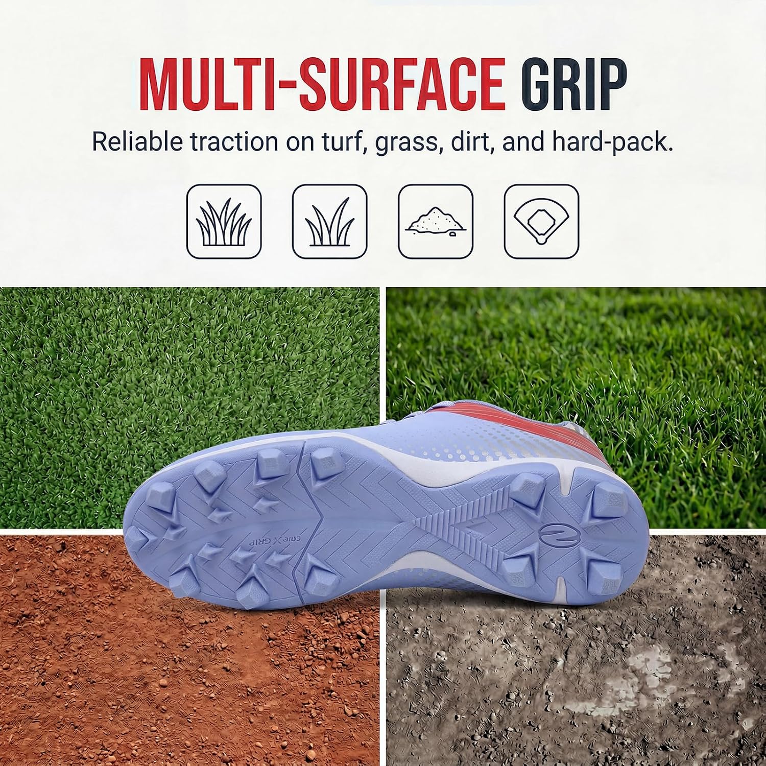 Softball Cleats for Women Baseball Shoes Molded Rubber Spikes Turf Dirt Fields