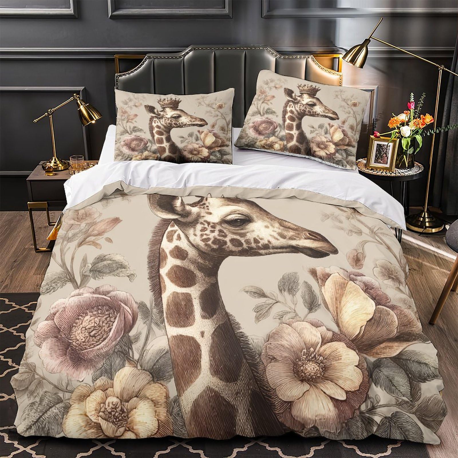 Linge de lit super king imprimé fleurs de roses pour une chambre parentale romantique