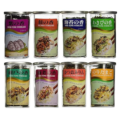Furikake - Paquete de 8 condimentos de arroz, comida japonesa, condimento Furikake japonés, JFC, condimento asiático, condimento de arroz Furikake