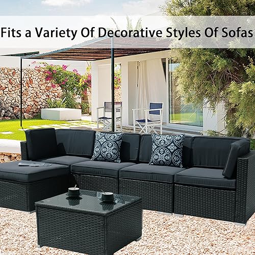 Miniatura 3 de Juego de 11 fundas de cojín de repuesto, impermeables, para exteriores, para sofá de 6 plazas, juego de fundas con cremalleras, solo funda lavable