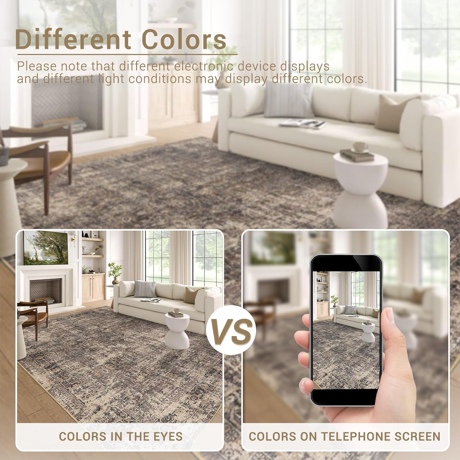 GarveeHome 2x6 Washable Runner Rug Vintage Distressed Hallway Kitchen Non Slip Low Pile Area Rug Throw Rug Soft Indoor Carpet for Entrance Laundry Dining Room Bathroom, Rust/Brown