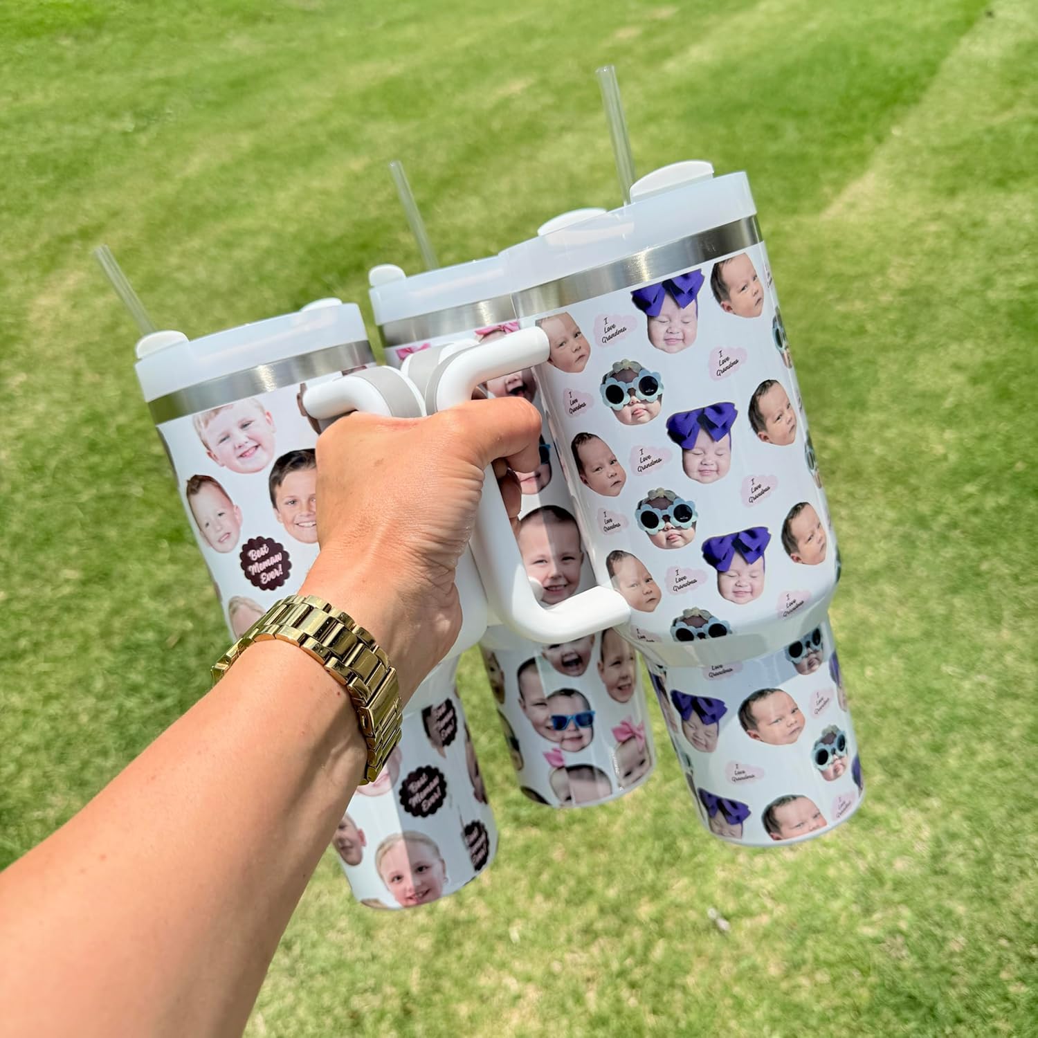 40 oz Custom Face Tumbler with Straw and Handle – Personalized Stainless Steel Travel Mug with Photo – Insulated Gift Cup for Mom, Dad, Friends - Image 6