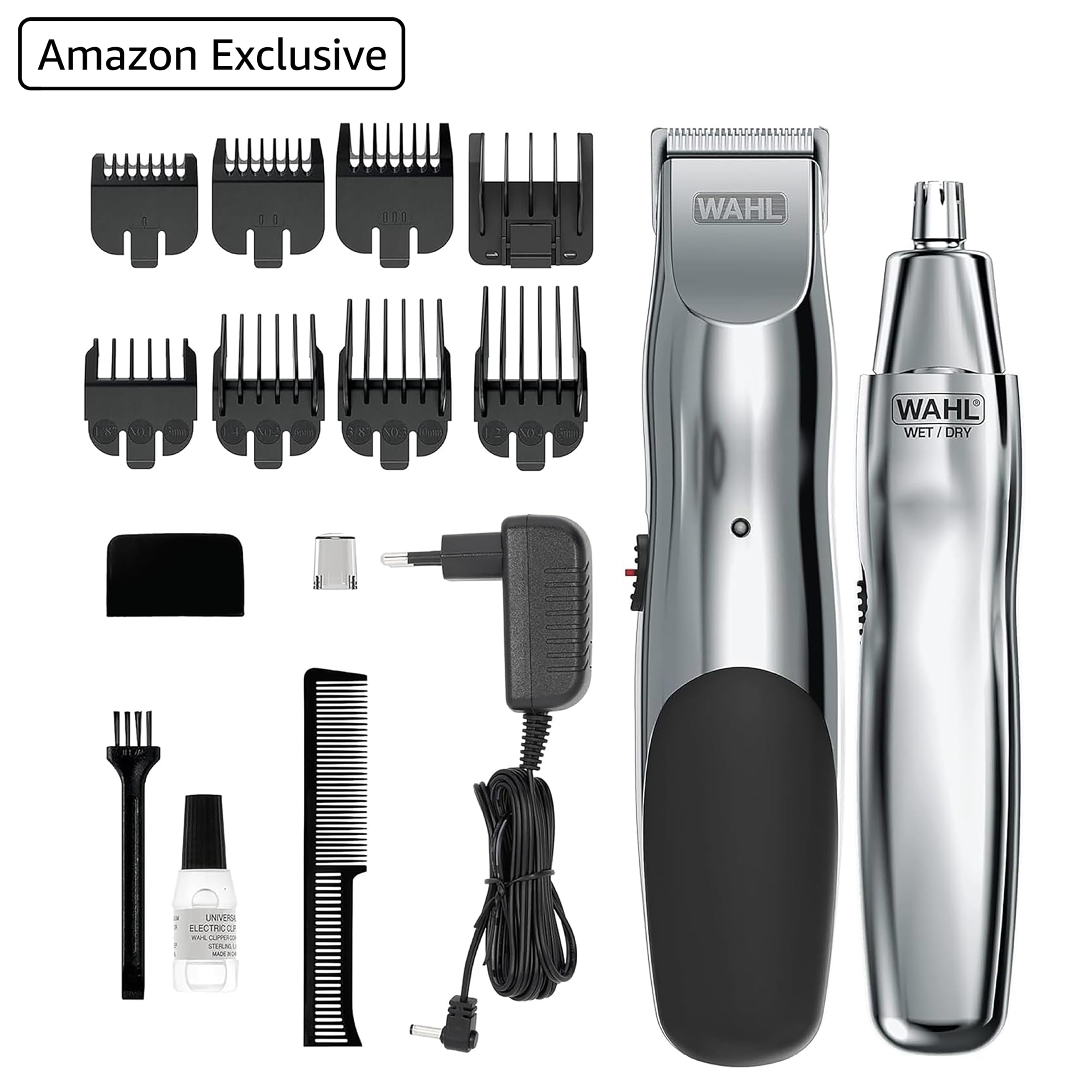 WAHL Groomsman, peli del naso, dettagli e pulizia con Trimmer Wet/Dry a batteria per peli del naso