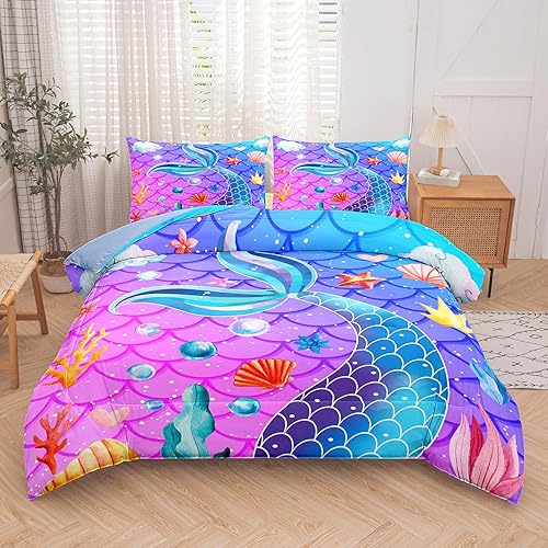 Miniatura 6 de NINENINE Galaxy Bedding - Juego de edredón de tamaño matrimonial para niñas, juego de ropa de cama espacial para niñas, juegos de ropa de cama de