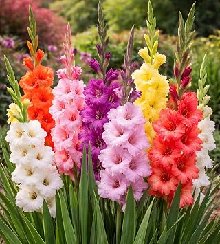 Premium Gladiolus Bulbs for Planting Large Flowering Mixed Colors Summer Blooming Sword Lily Corms Tall Cut Flower Garden Variety 12 Bulbs