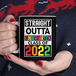 Kids Straight Outta Kindergarten Class of 2022 Grad Graduation, Medium Mug, Tea Mug, Tea Cup, Coffee Cup