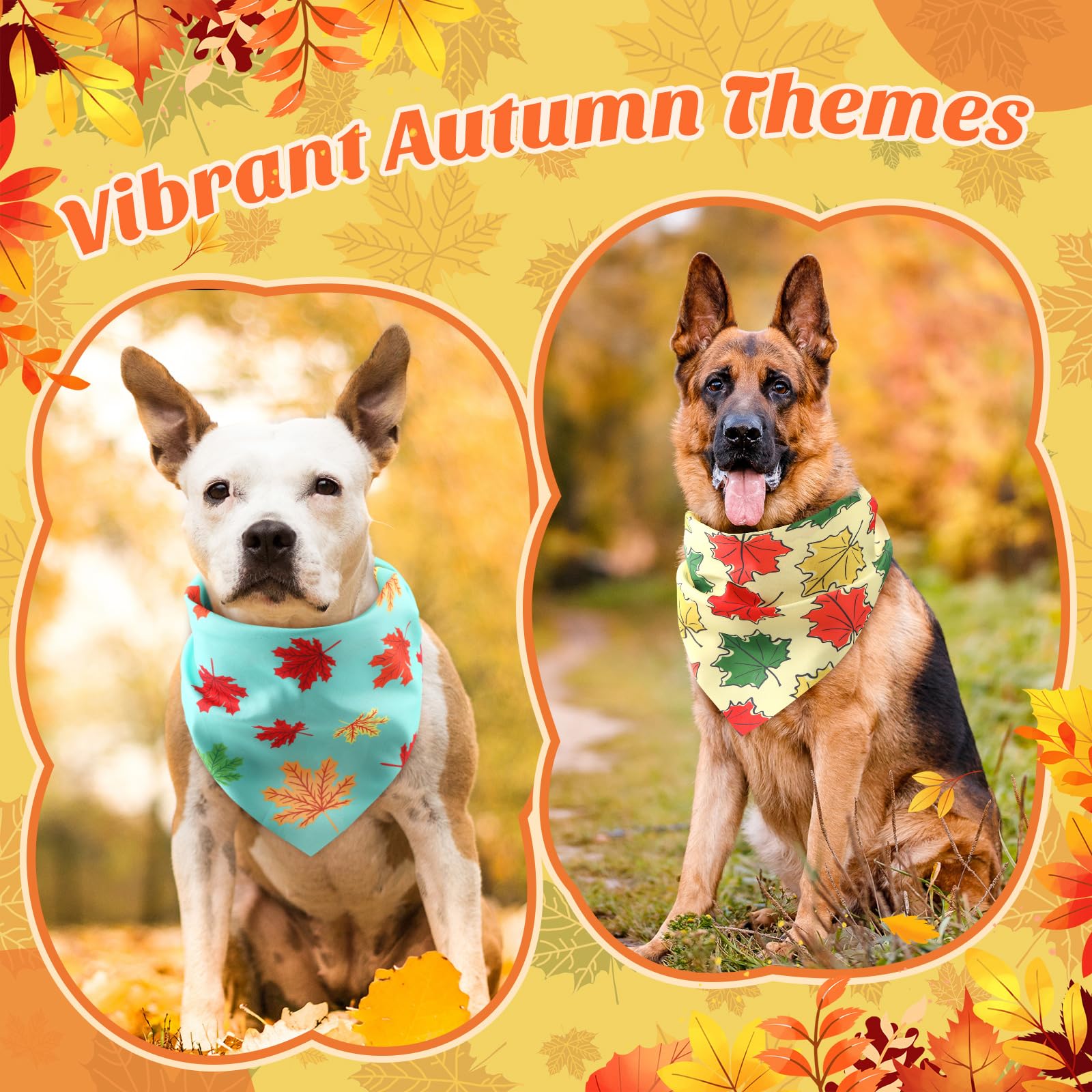 Chunful Herbst-Hundehalstücher mit Ahornblatt-Muster, Dreieckstuch für kleine und große Hunde, Kostümzubehör (31,5 x 21,7 x 21,7 x 21,7 cm), 100 Stück