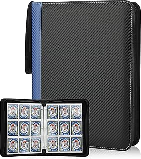 TCGURD 9 Pockets Trading Card Binder with Sleeves Card Organizer, 900 Double Sided Pocket PU Card Collection Binder, Baseball Binder,for Sports Card, MTG, TCG Yugioh Card (Blue)