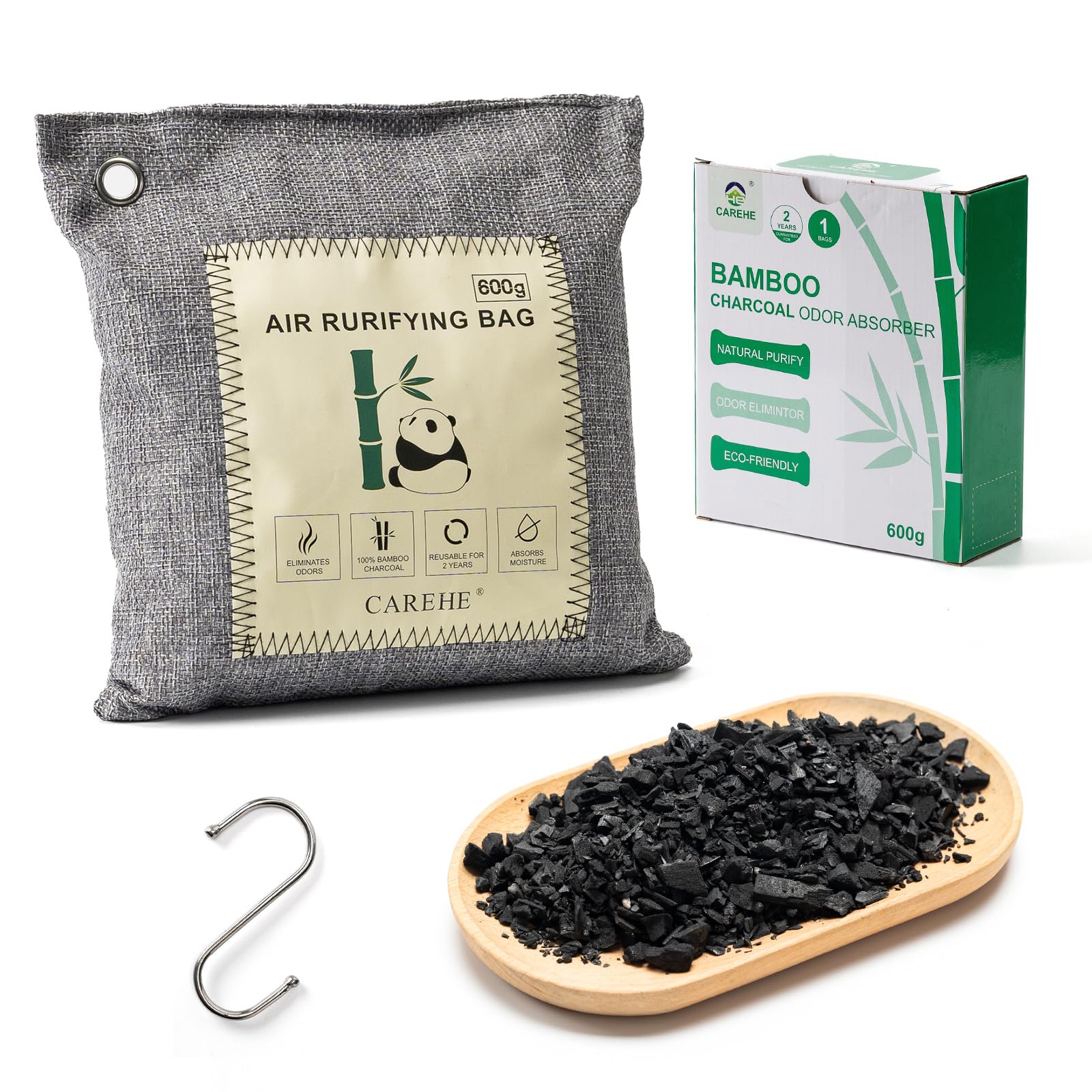 Grande eliminatore di odori al carbone attivo per odori forti, sacchetti di carbone di bambù, assorbe gli odori naturali per casa, auto, armadio e aree per animali domestici, purificatore d'aria