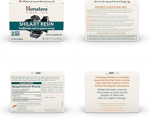Miniatura 7 de Himalaya Resina n Shilajit, superalimento energético, 60% ácido fúlvico, sin OMG, tarro de 0.7 oz (20 g), suministro para 40 días