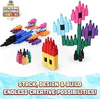 Vista 3 de Stacking Crayons, 15 pc Set, Buildable and Stackable for Drawing, Coloring, or Arts and Crafts, Large Preschool Friendly Connect Pieces, Party Favor