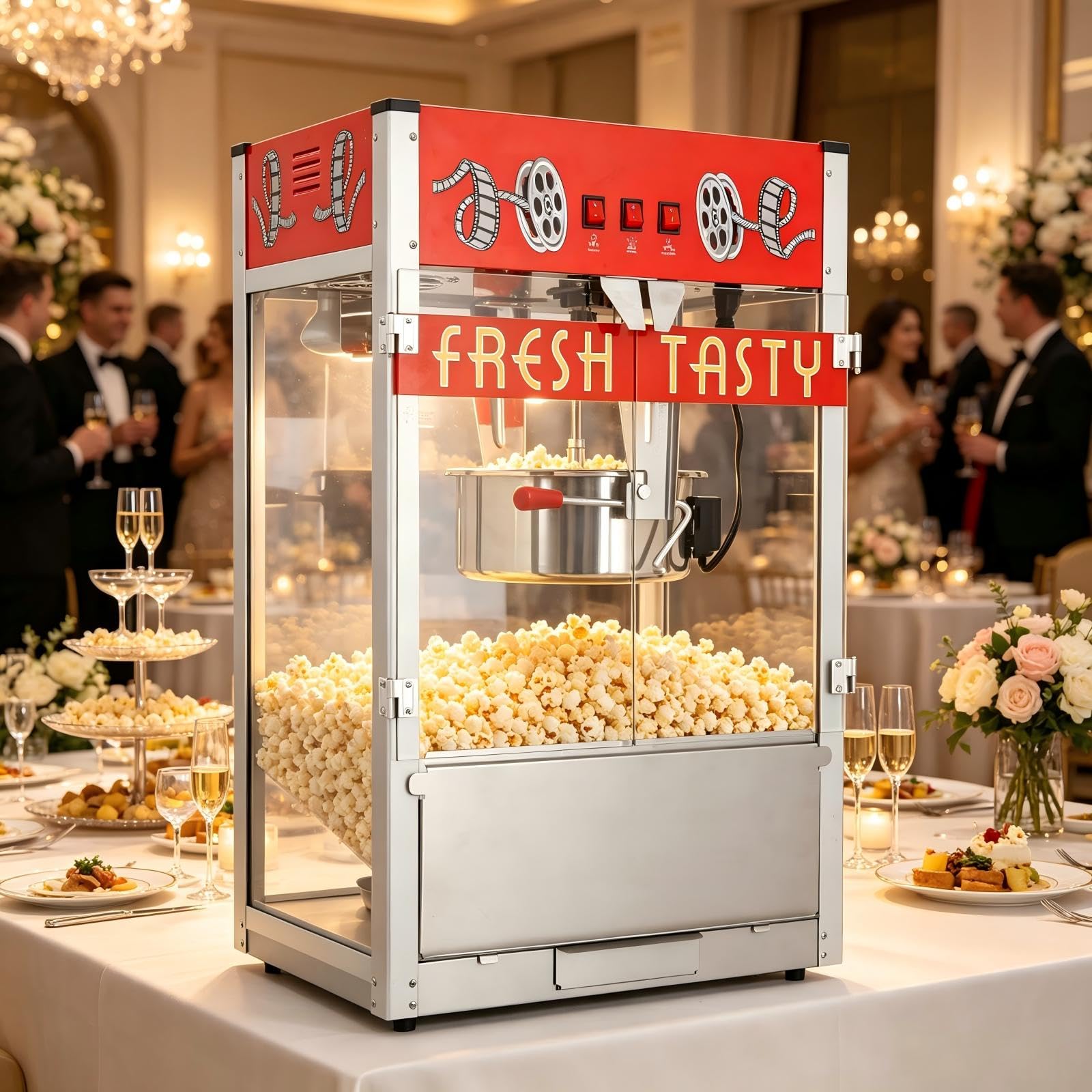 40oz Countertop Commercial Popcorn Machine, Red Theater Style