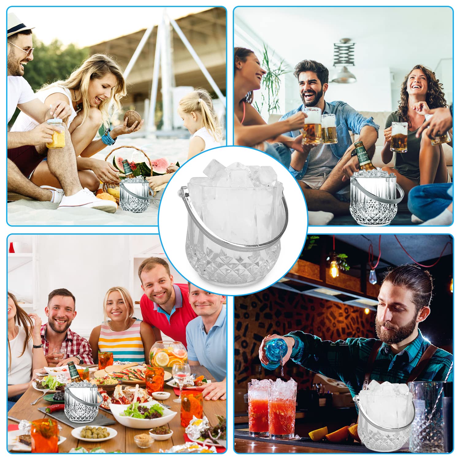 Secchiello Per Ghiaccio In Acciaio Inox - 3,2L, Doppia Parete, Con Coperchio, Pinze E Filtro - Foto 6