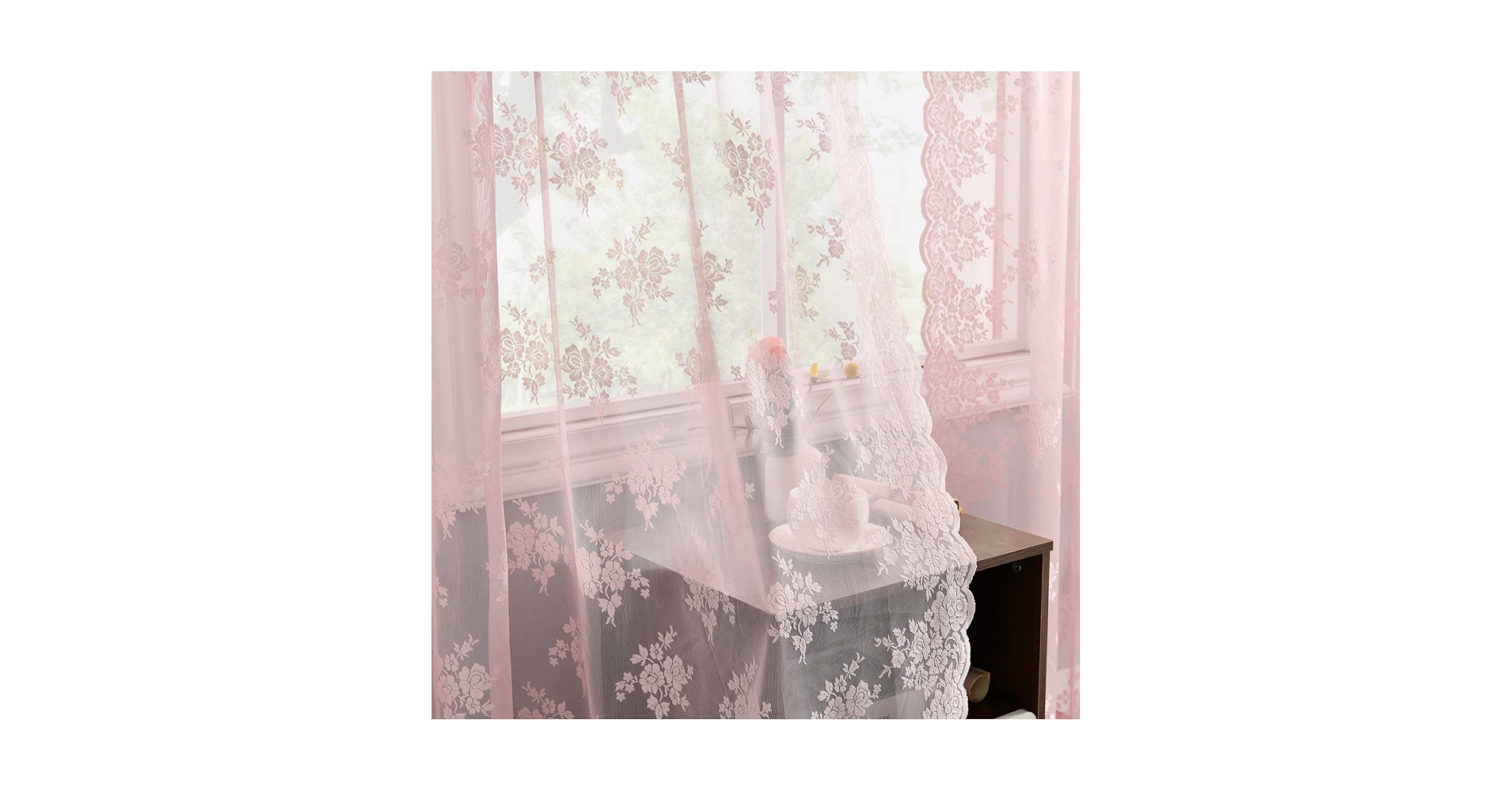 Amazon.com: Kotile Pink Lace Curtains 54 Inch Length