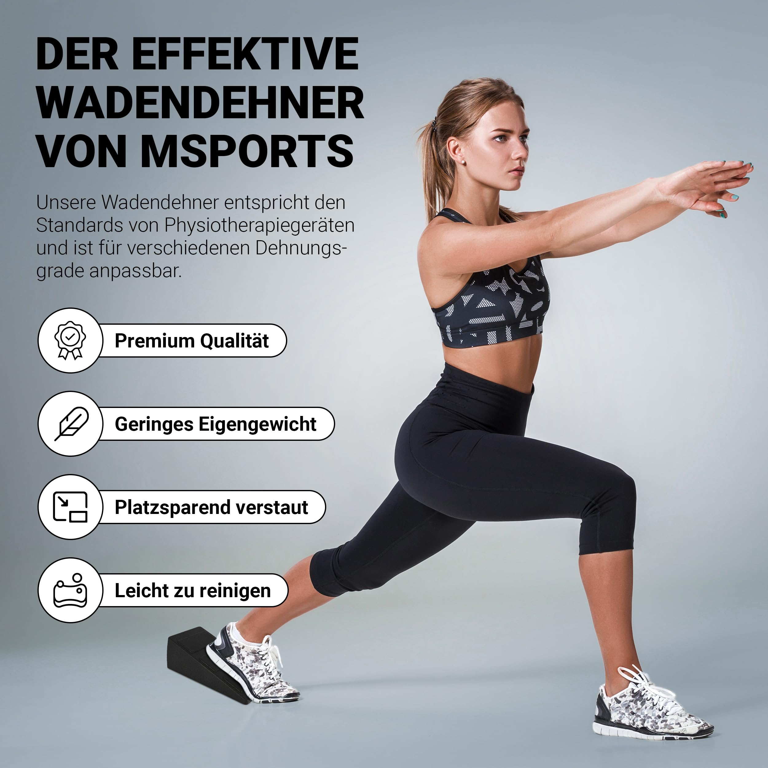 MSPORTS Wadendehner 3er Set Premium, Kniekeil, Waden-Strecker, Mobilisationskeil zum Dehnen, Beinstrecker, Wadenstrecker