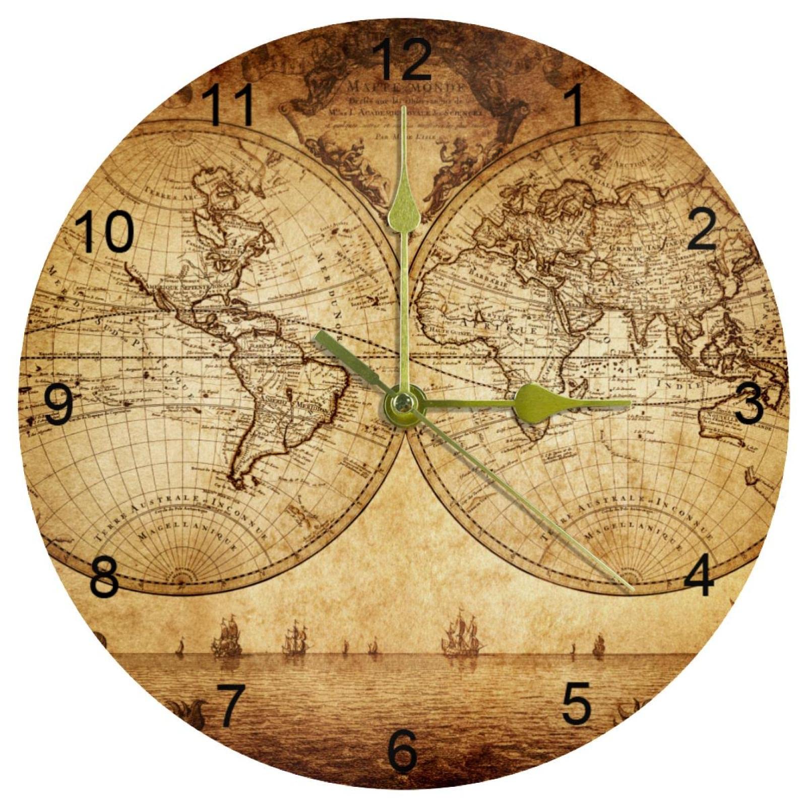 Horloge murale rétro sans tic-tac pendule silencieuse bureau et maison