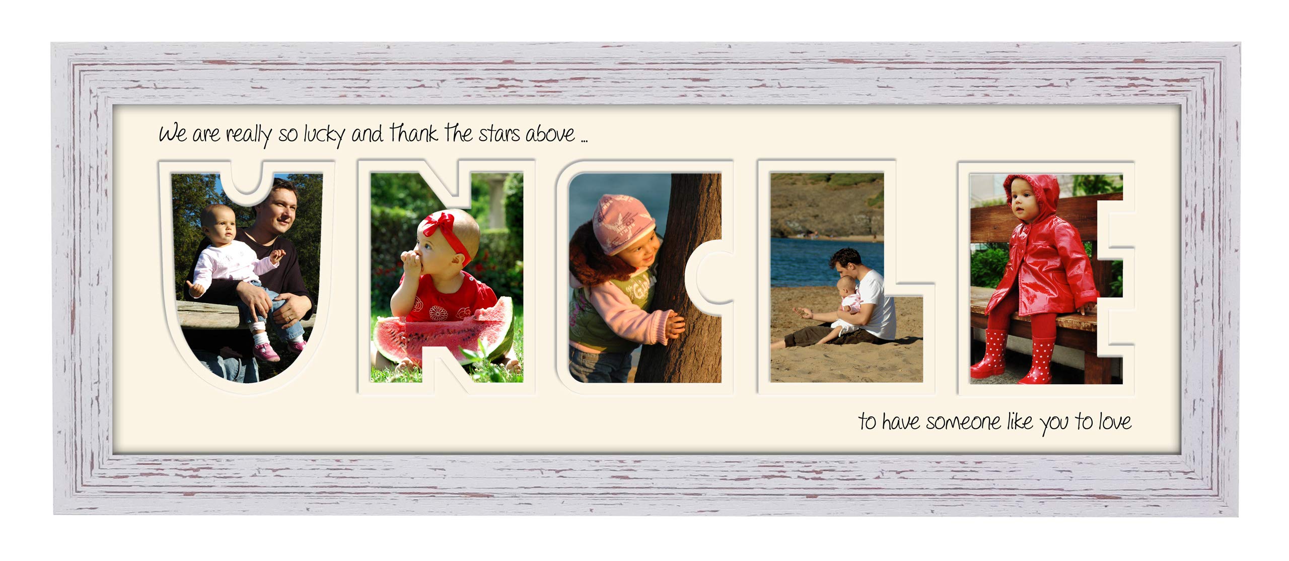 Photos In A Word Shabby Chic Finish Frame Cream Mount We Thank The Stars Uncle Photo Frame Thank The Stars Letters Cut Out Using Quality Board 899A (Shabby Chic Finish Frame Cream Mount We Thank The Stars)