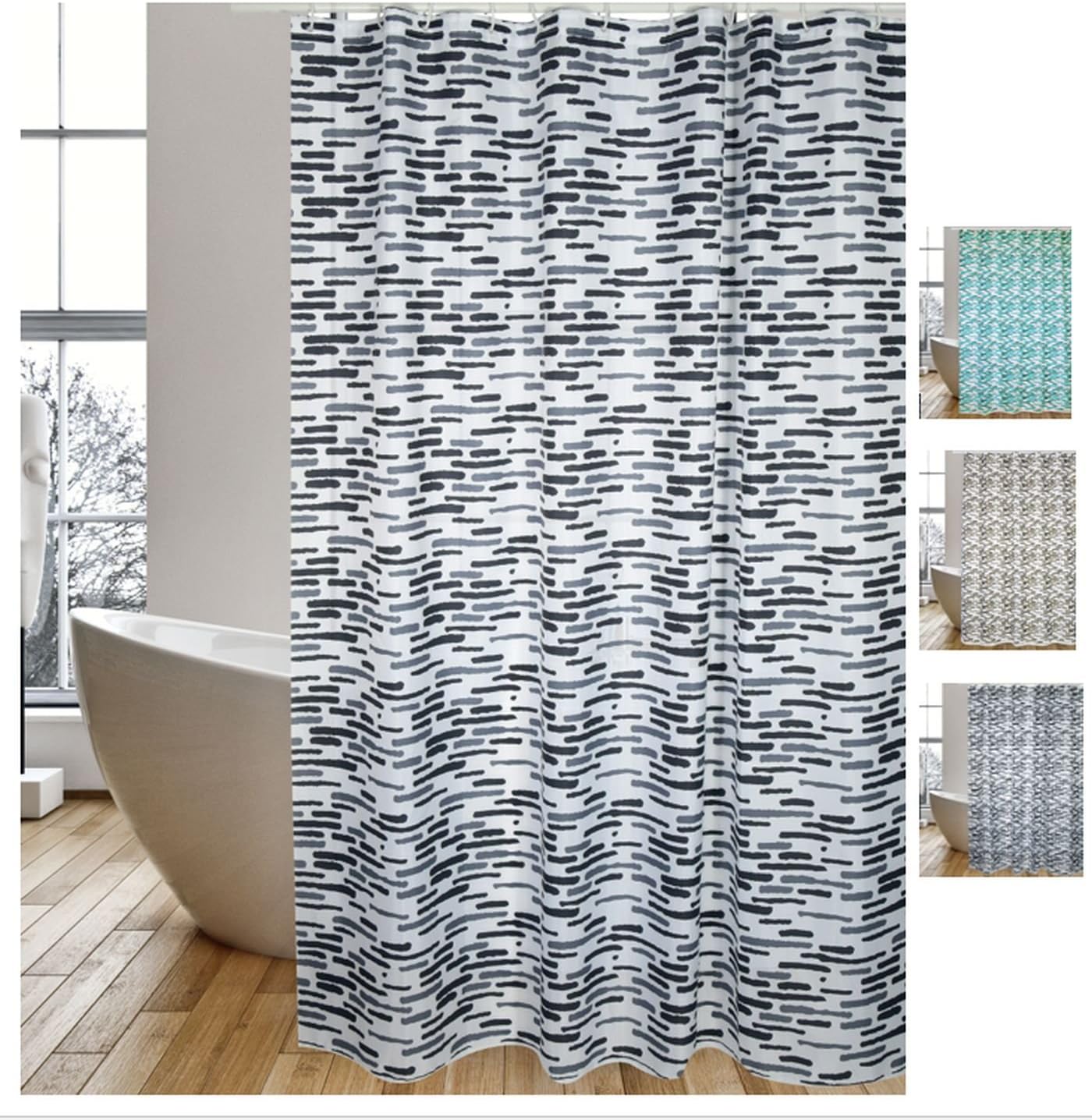 MSV "Premiumloft Polyester Shower Curtain, Multi-Colour, 180 x 200 cm