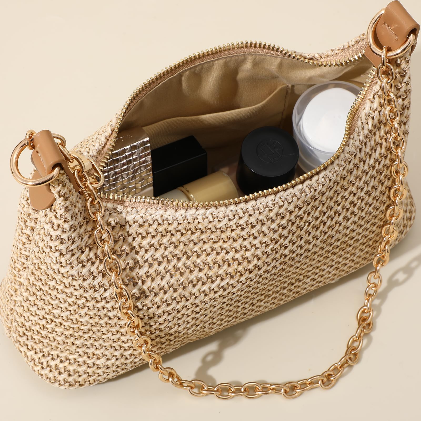 Beach Bags for Women Summer Straw Purse Boho Woven Shoulder Bag Crochet Purse Vacation Tote Handbag — view 7