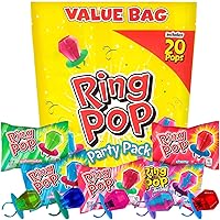 Vista 1 de Ring Pop - Piruletas a granel envueltas individualmente, paquete de fiesta variada, 20 piruletas por bolsa (caja de 12 bolsas)