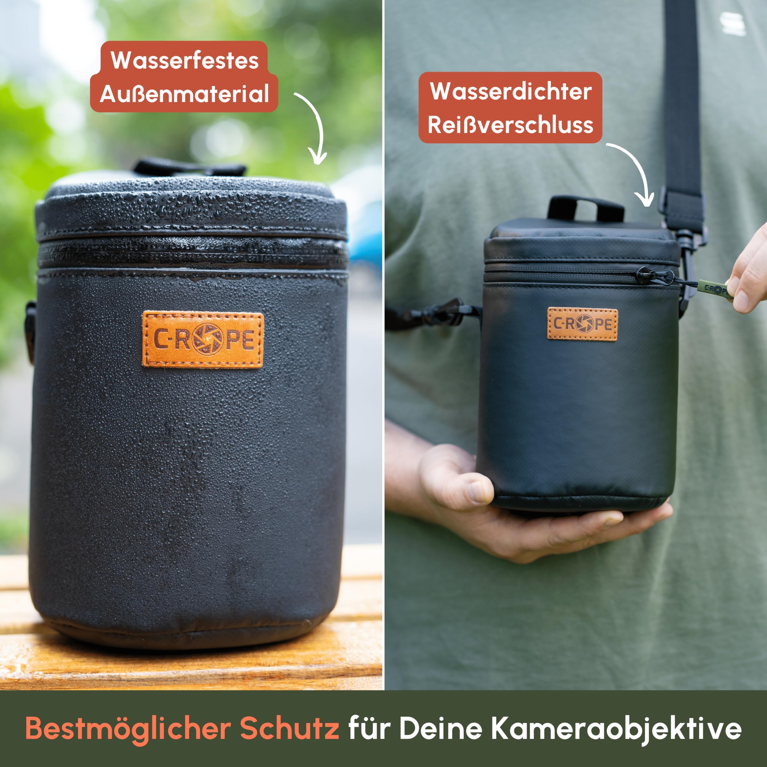 C-Rope wasserfeste Objektivtasche mit wasserdichtem Reißverschluss - Schutzbeutel für Kamera Objektive - Premium Objektivbeutel