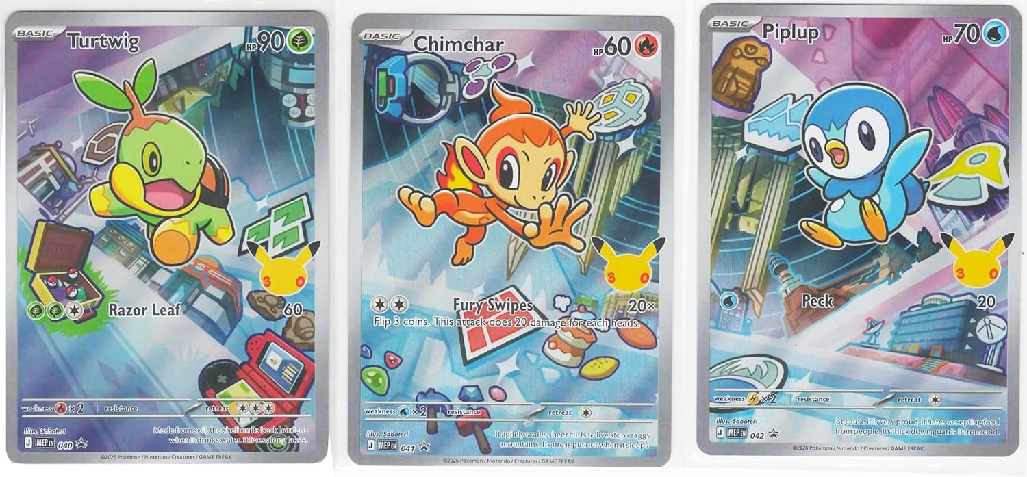First Partner Illustration Collection - Turtwig Chimchar Piplup - MEP 040 041 042 - Lot