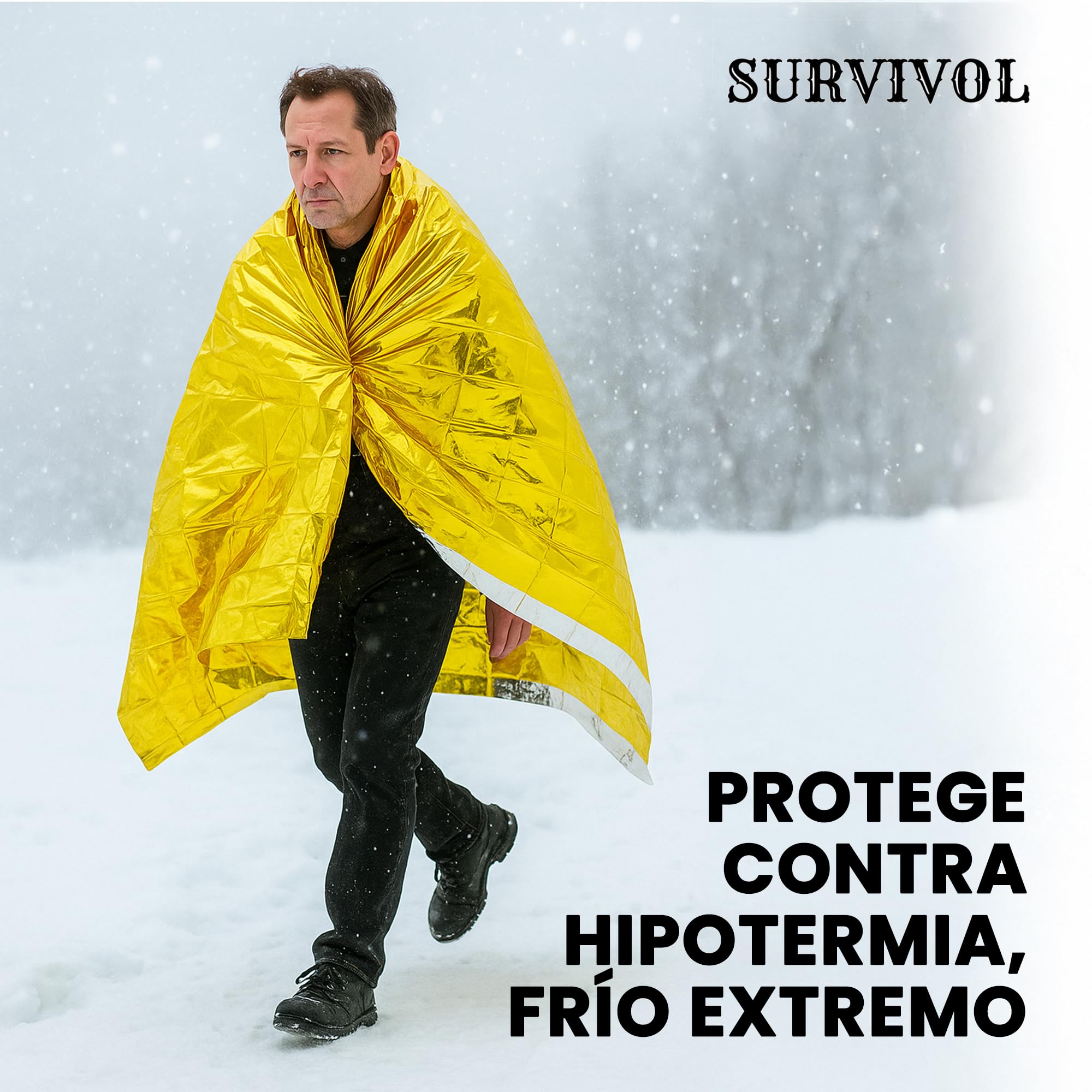 Pack 10 Mantas Termicas Supervivencia - Mantas Calor Termico de Emergencia de Aluminio - Emergency Blanket para Kit Preparacionismo Mantener Calor, Anti Viento y Lluvia.