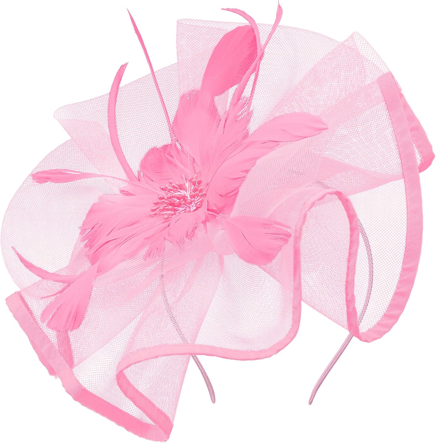 Zando 2025 Kentucky Feather Mesh Fascinators Derby Hats for Women Girls with Clip and Headband Tea Party Wedding Cocktail Hat - Image 2