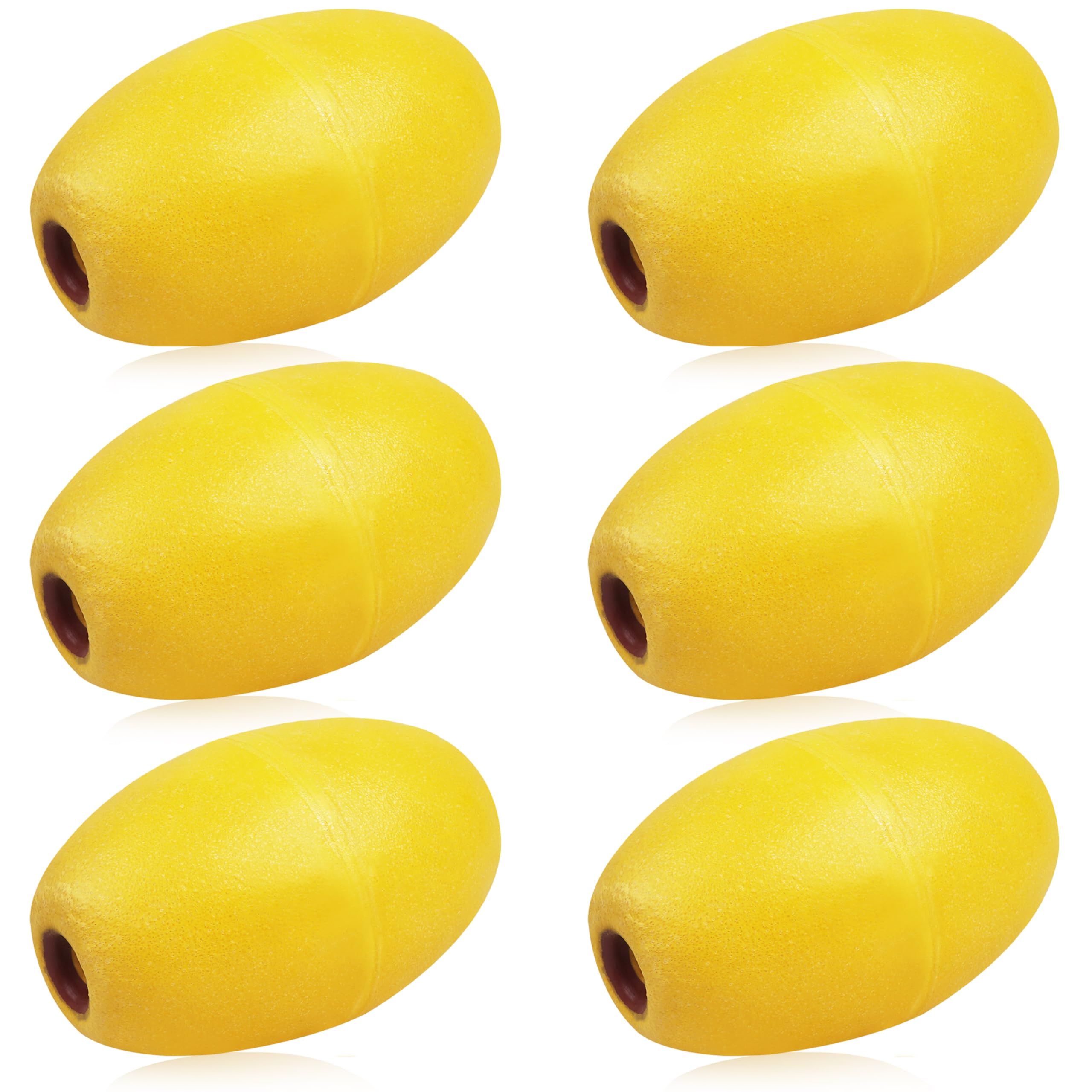 JOGFFDE 6 Pieces Rope Floats Marine Buoy Float, 1.8mm Hole, 9cm x 13.5cm Deep Water Float Oval Water Float, Fishing Marker Buoys Anchor Float for Boats Swimming Kayak Crabbing Trail Dock Pool